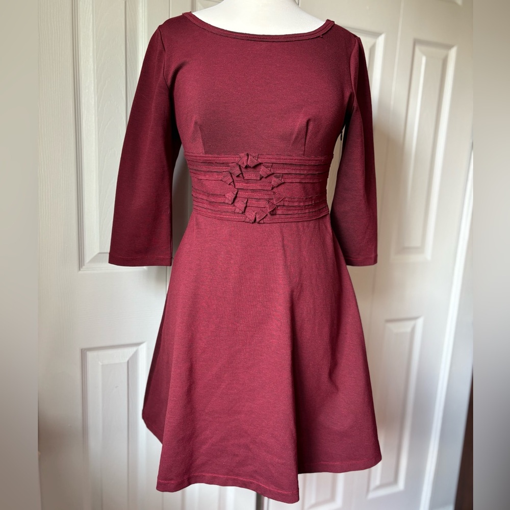 Max Studio Burgundy Quarter Sleeve Dress